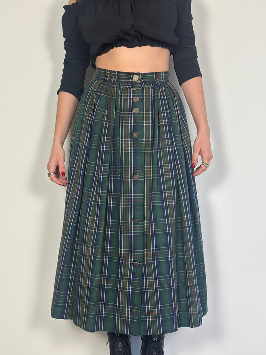 Vintage Checked Maxi Skirt