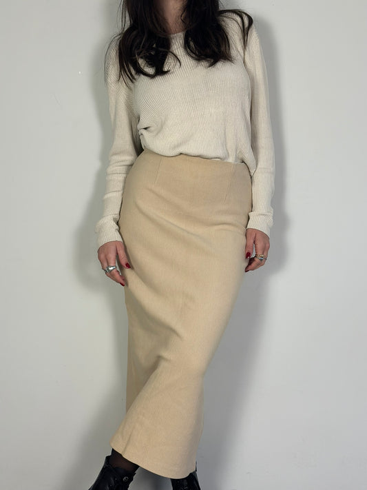 Vintage Midi Beige Skirt