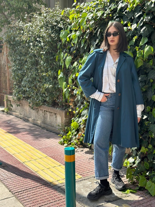 Vintage Blue Trench Coat