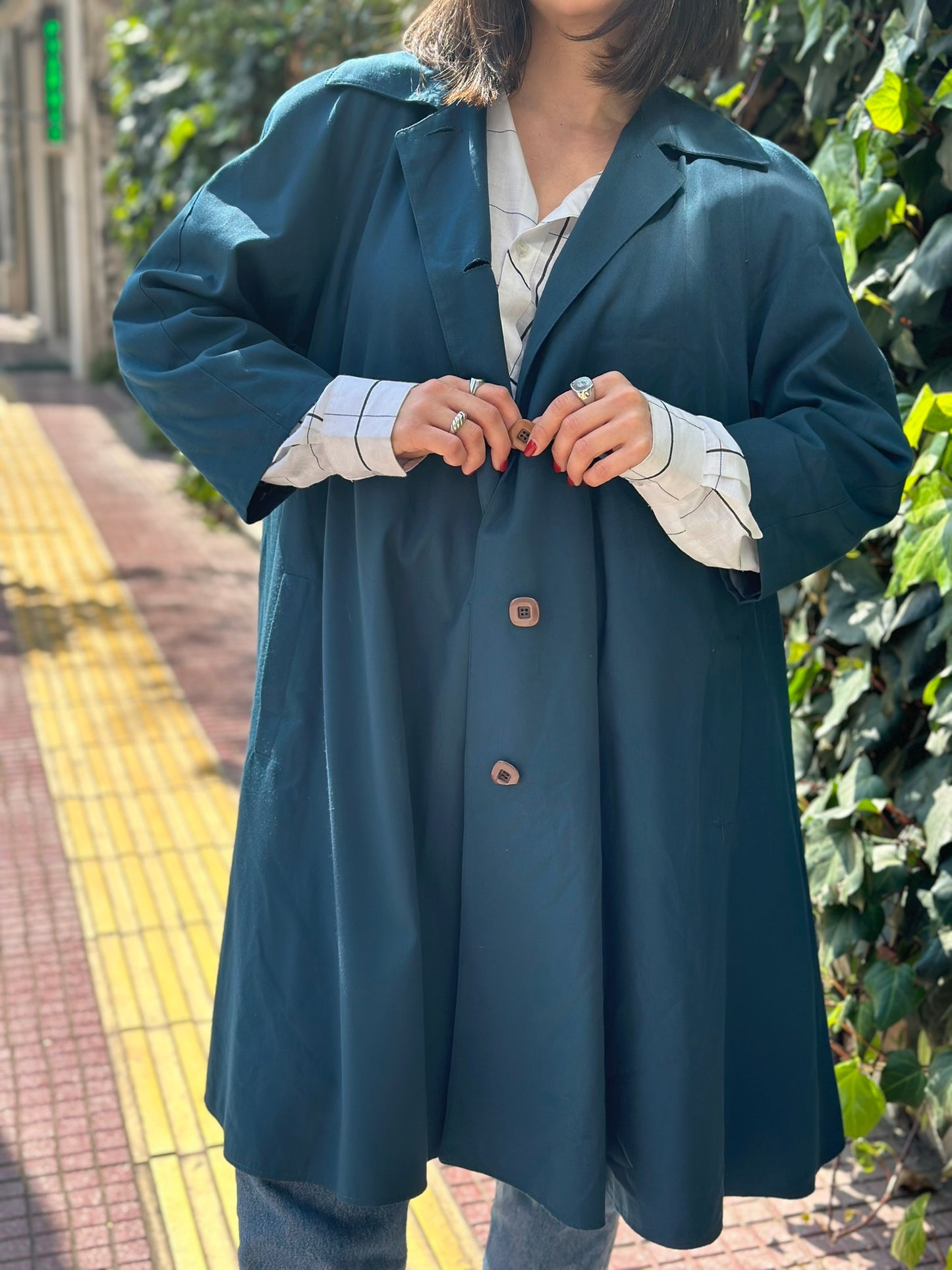 Vintage Blue Trench Coat