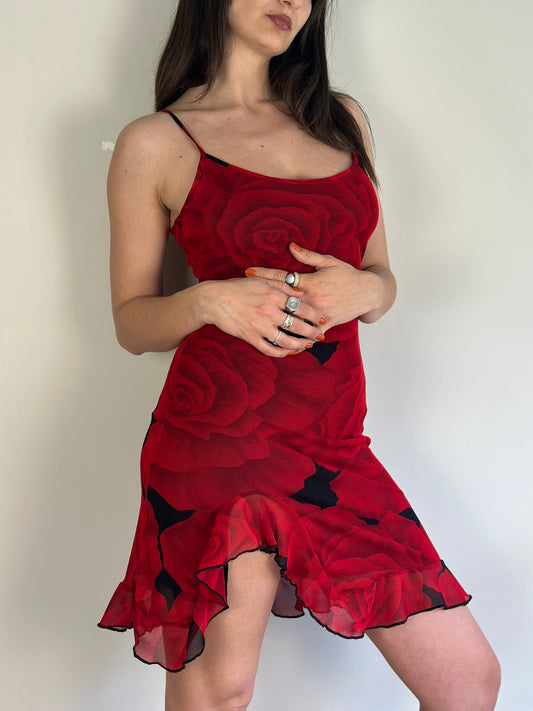 Vintage Dress with Roses Print