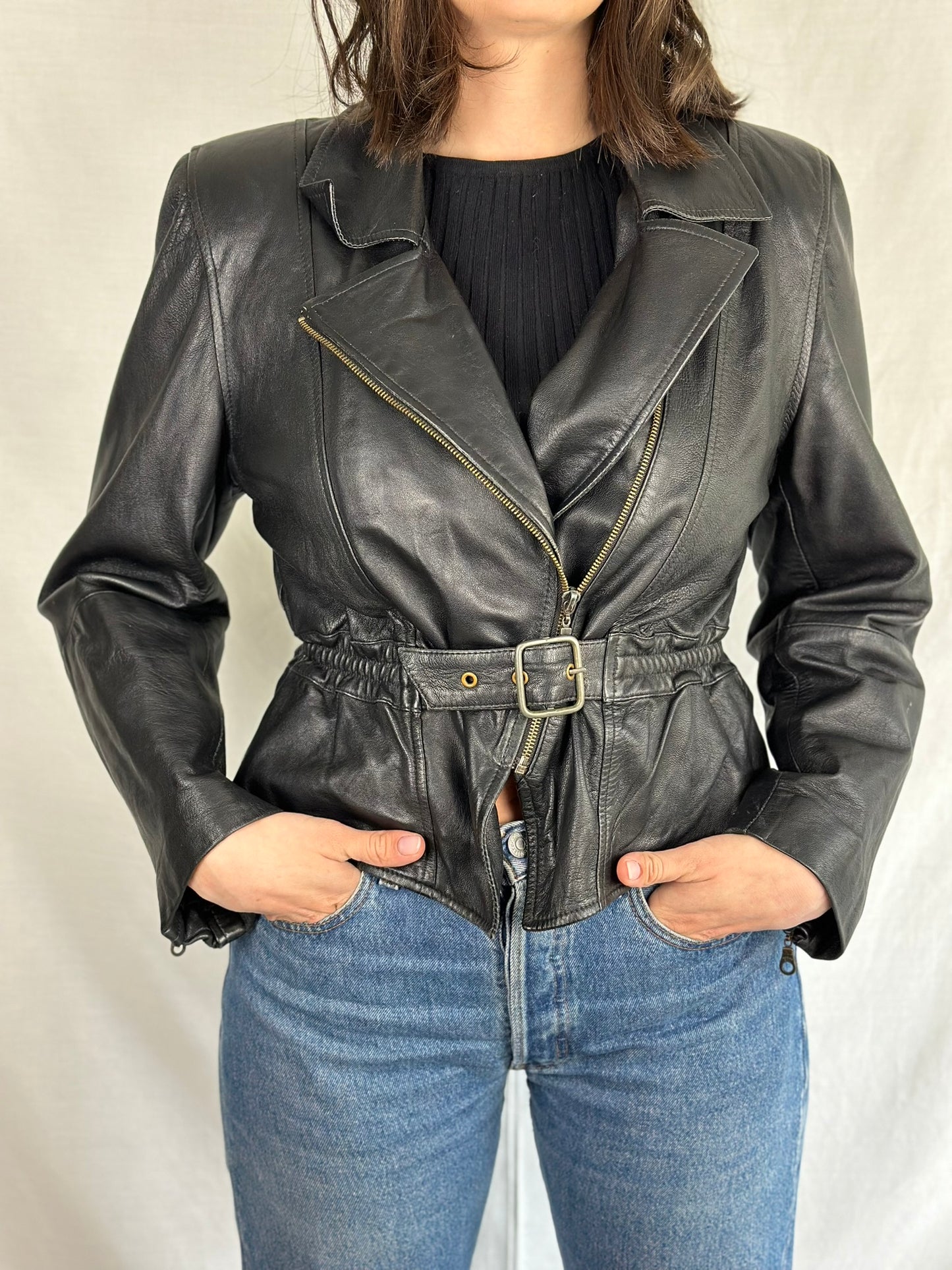 Cropped Vintage Leather Jacket