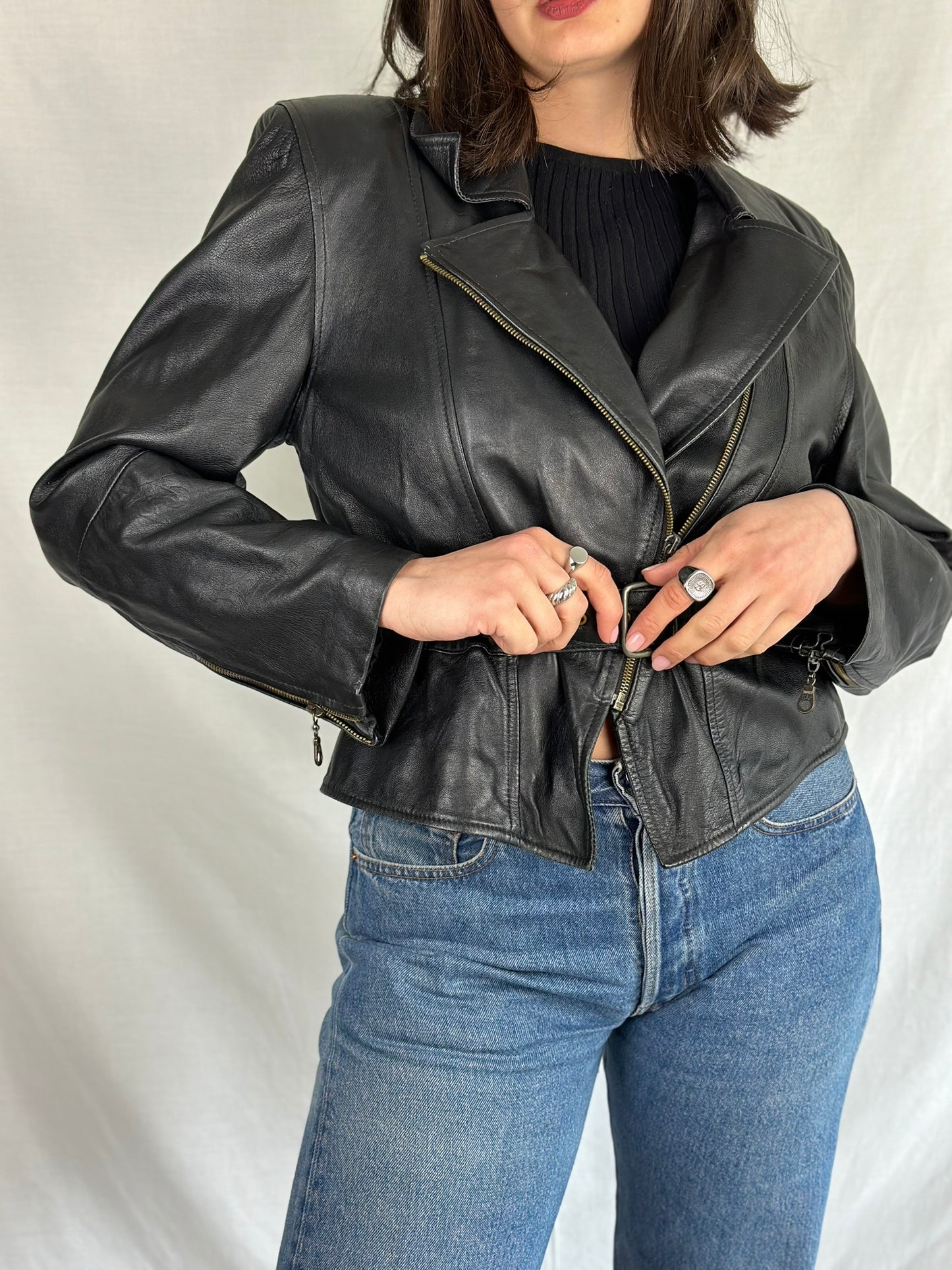 Cropped Vintage Leather Jacket