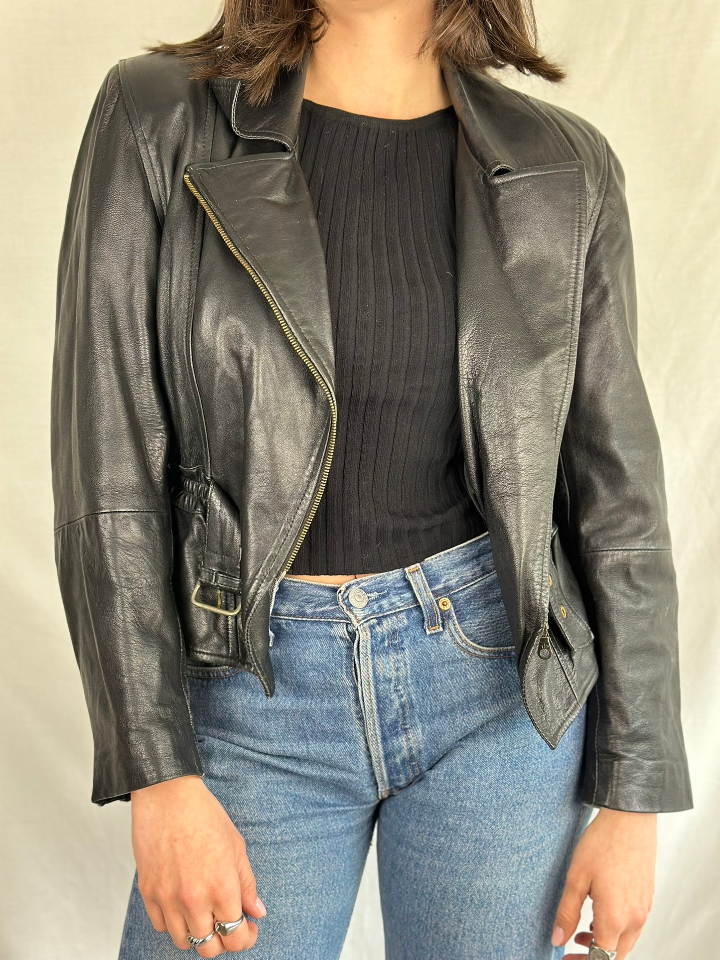 Cropped Vintage Leather Jacket