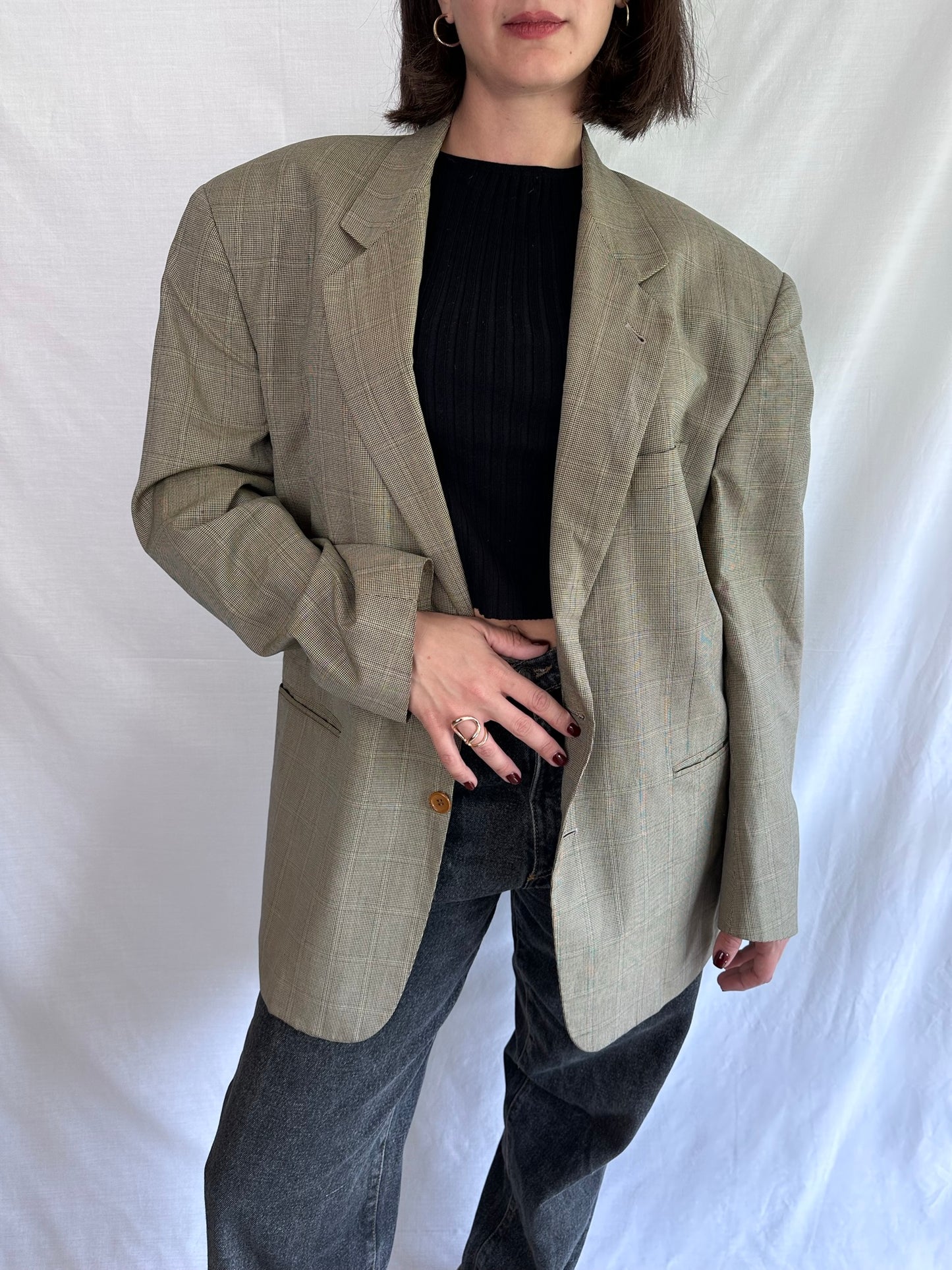 Khaki Vintage Oversized Blazer