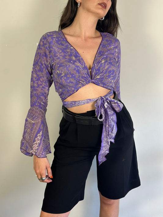 Recycled Silk Wrap Top