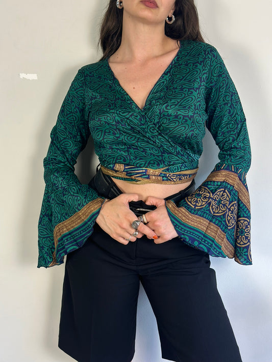 Recycled Silk Wrap Top