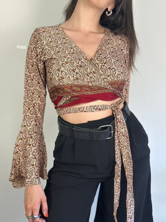 Recycled Silk Wrap Top