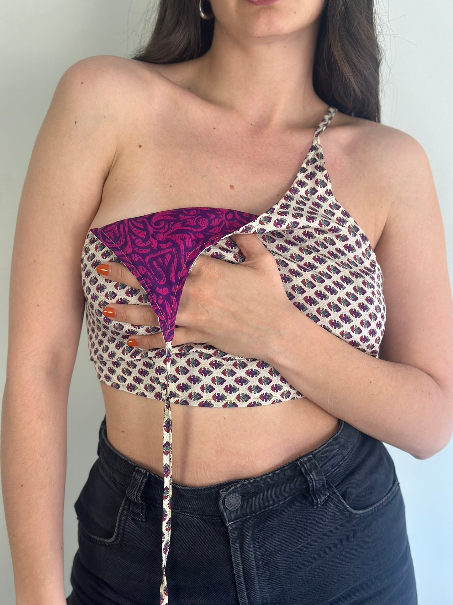 Silk Double Face Crop Top