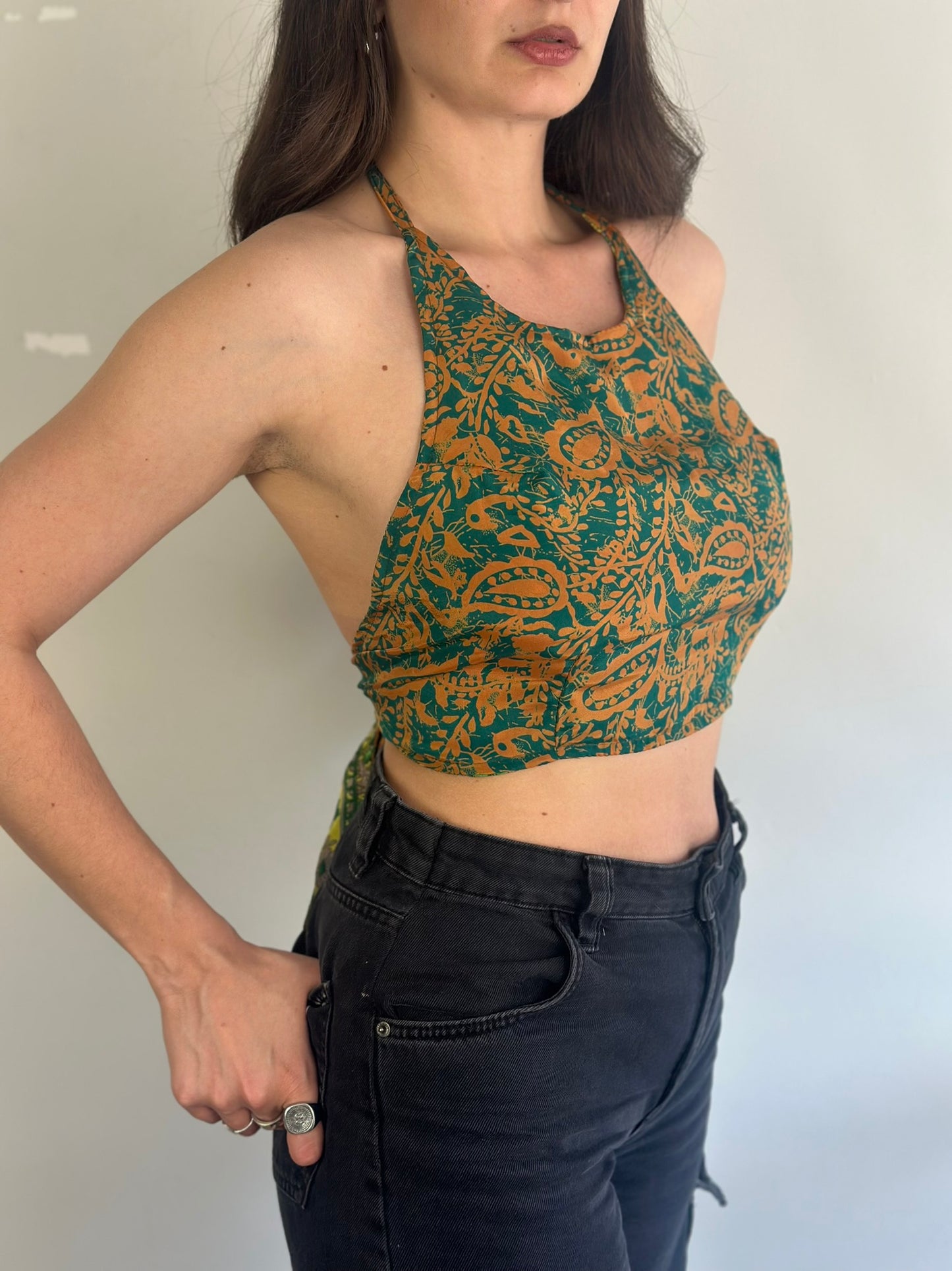 Silk Double Face Crop Top