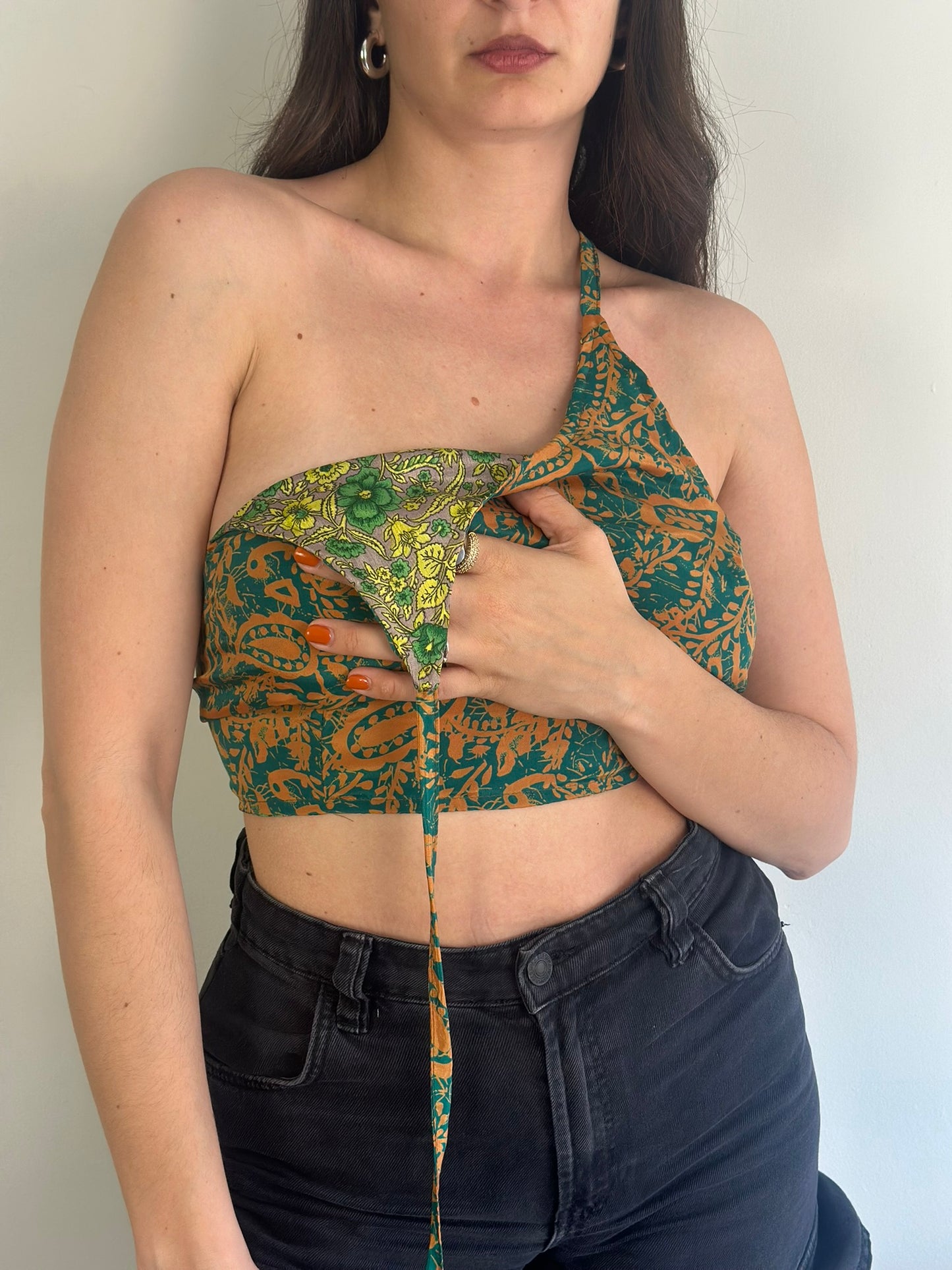 Silk Double Face Crop Top