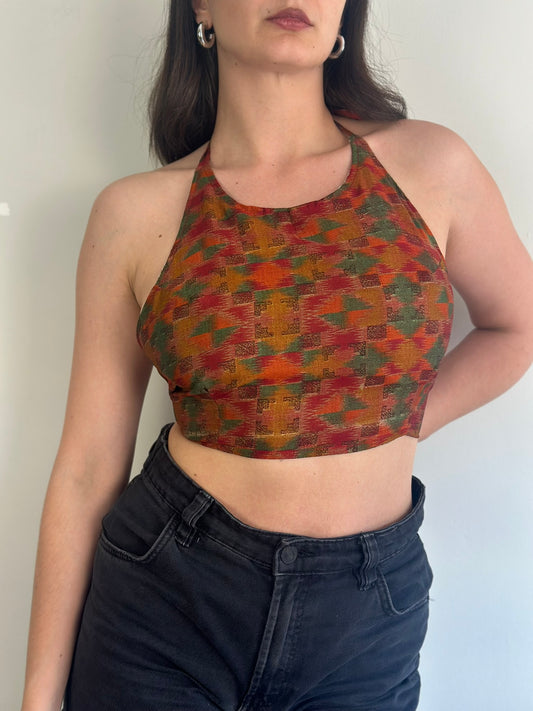 Silk Double Face Crop Top