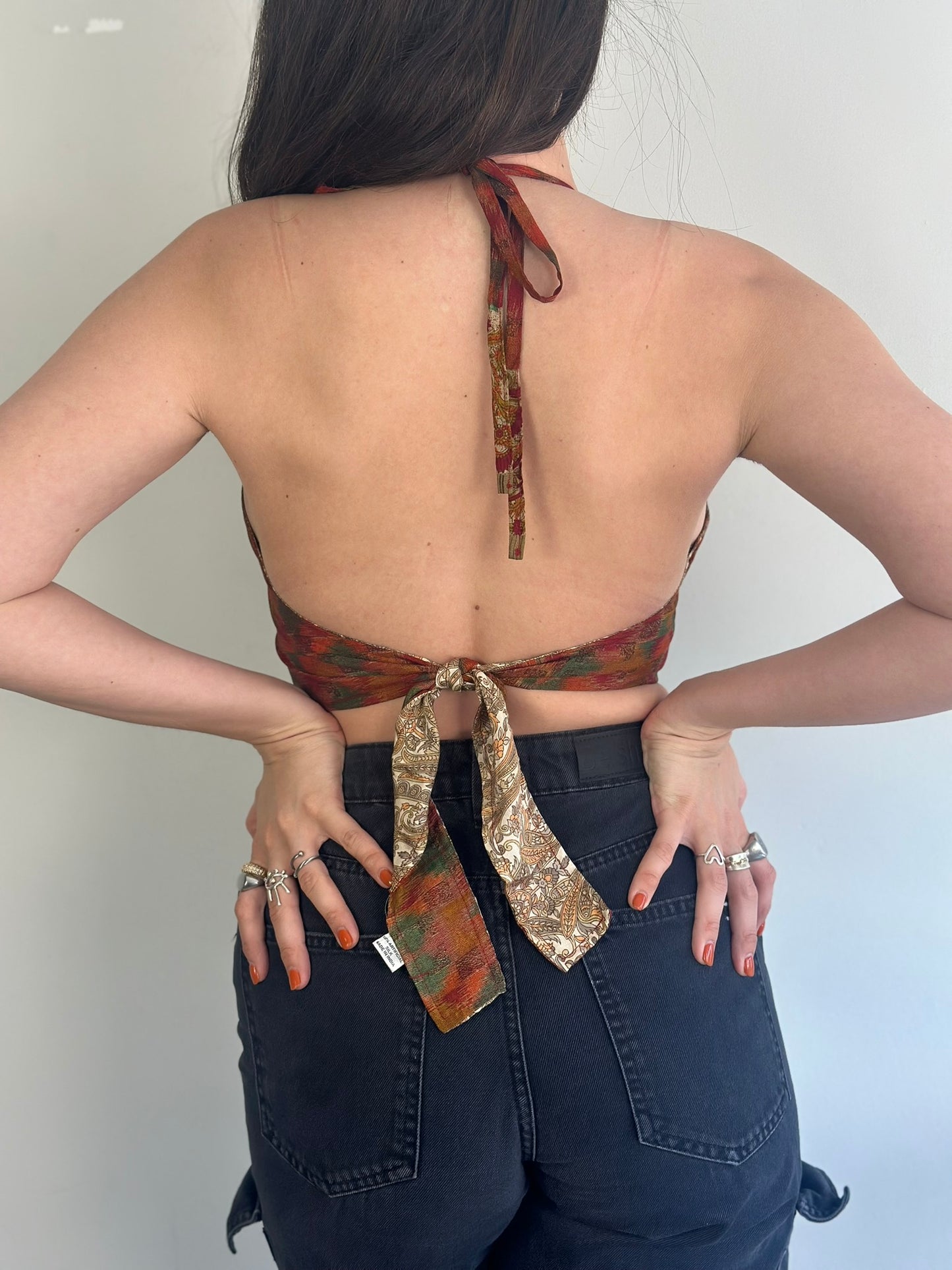 Silk Double Face Crop Top