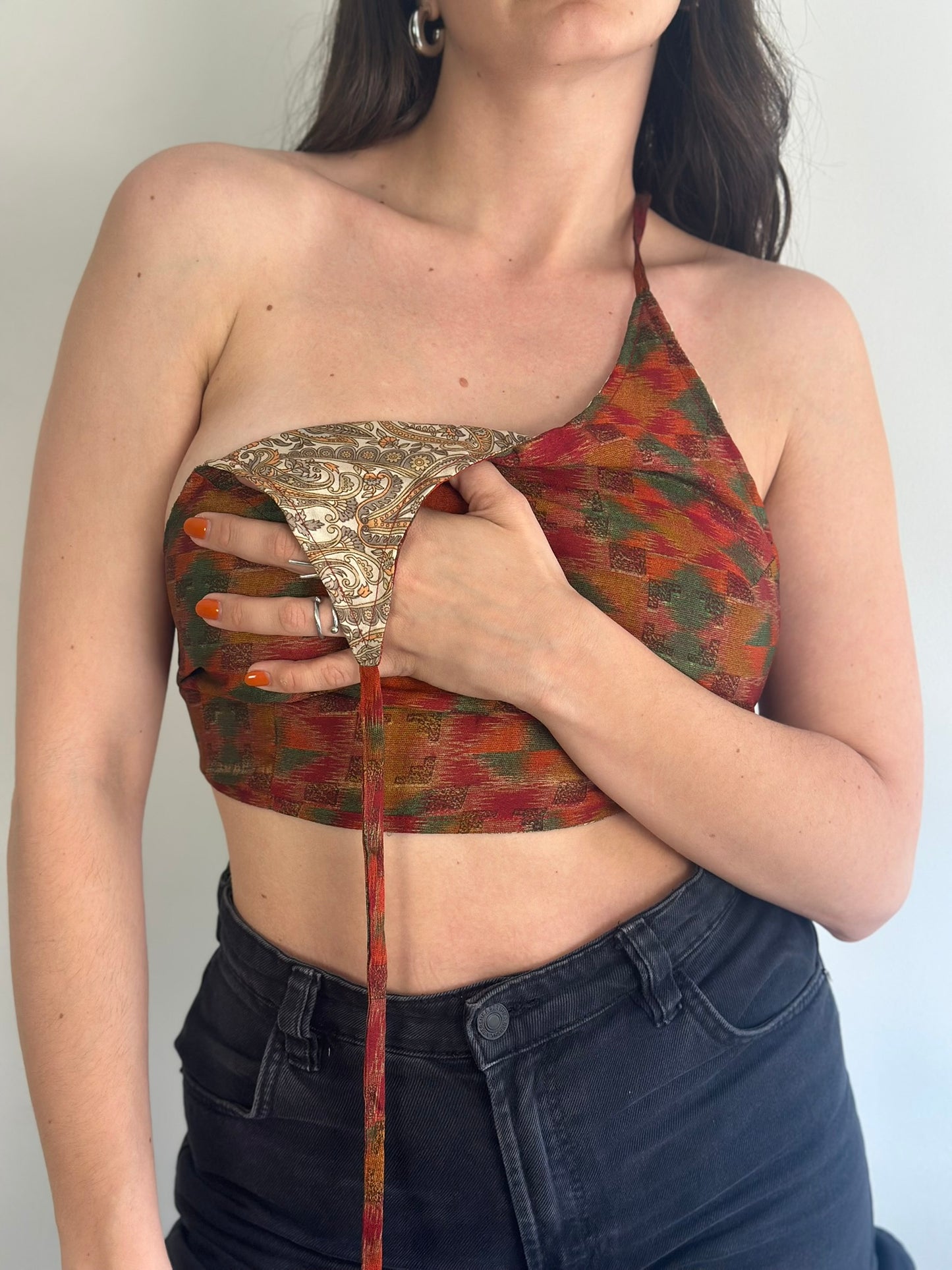 Silk Double Face Crop Top