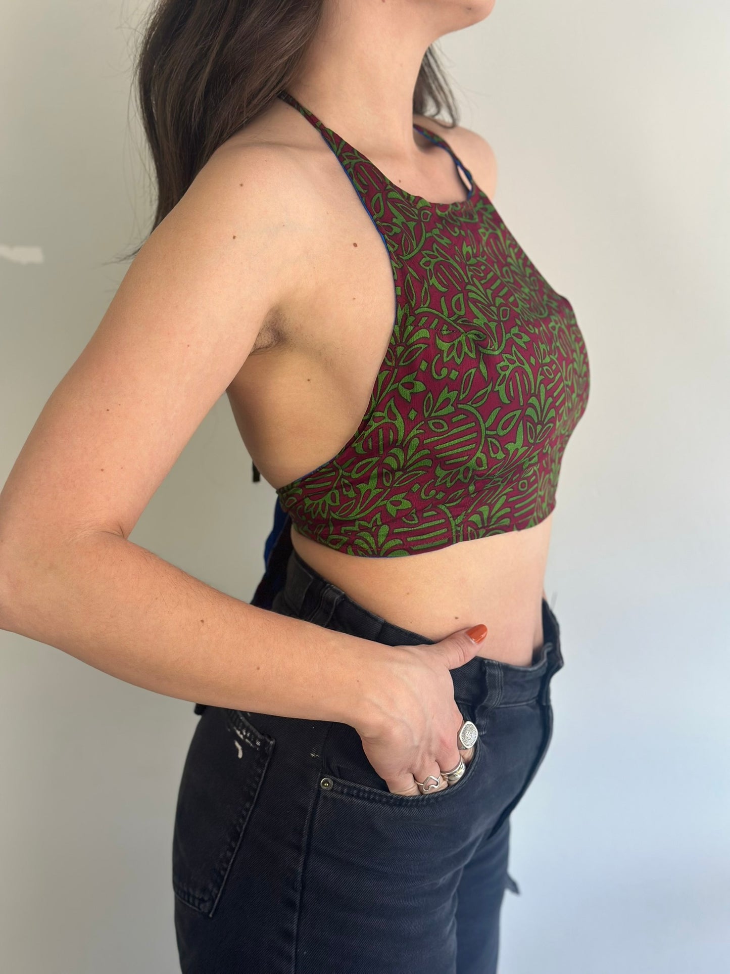 Silk Double Face Crop Top