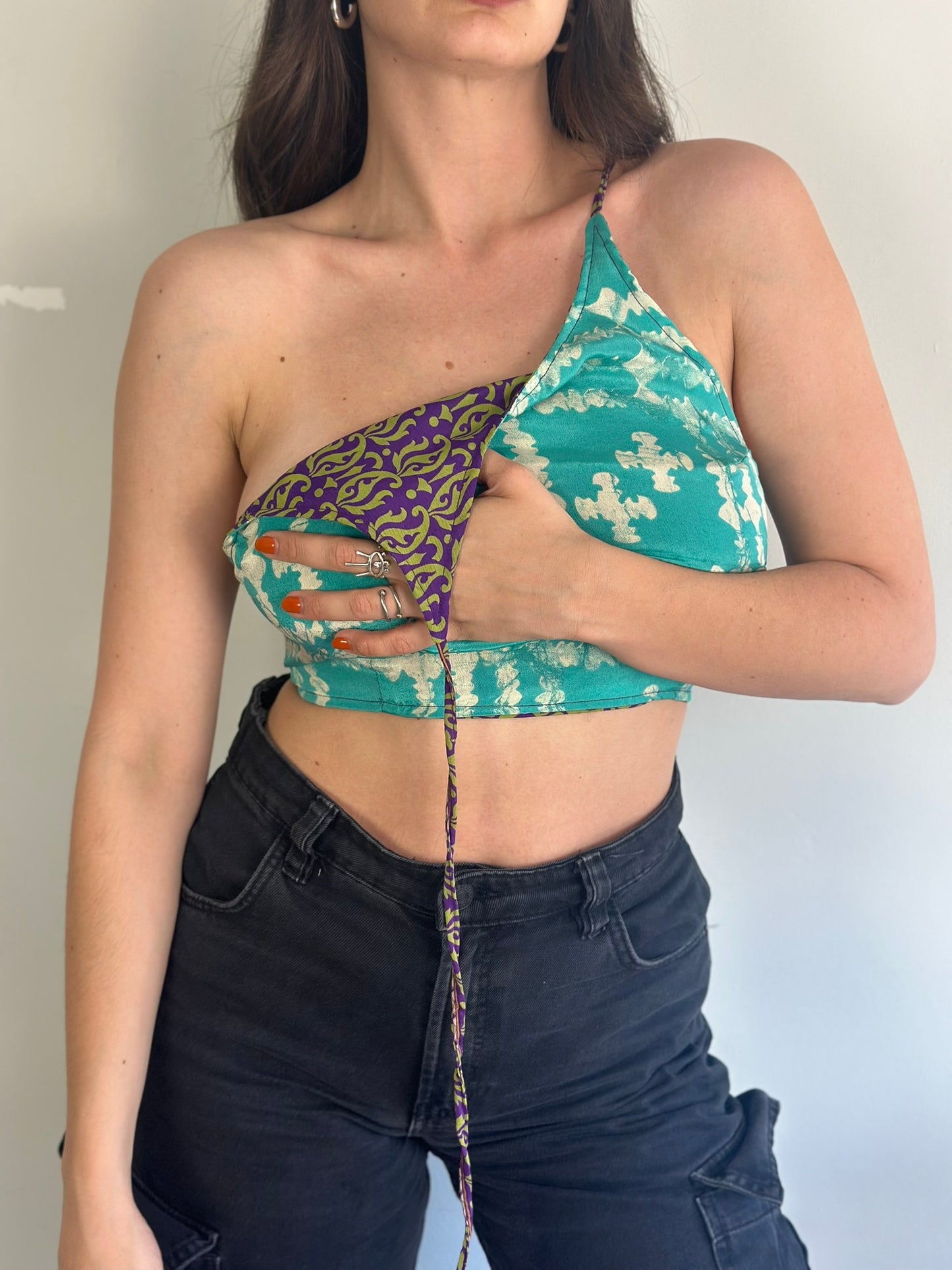 Silk Double Face Crop Top