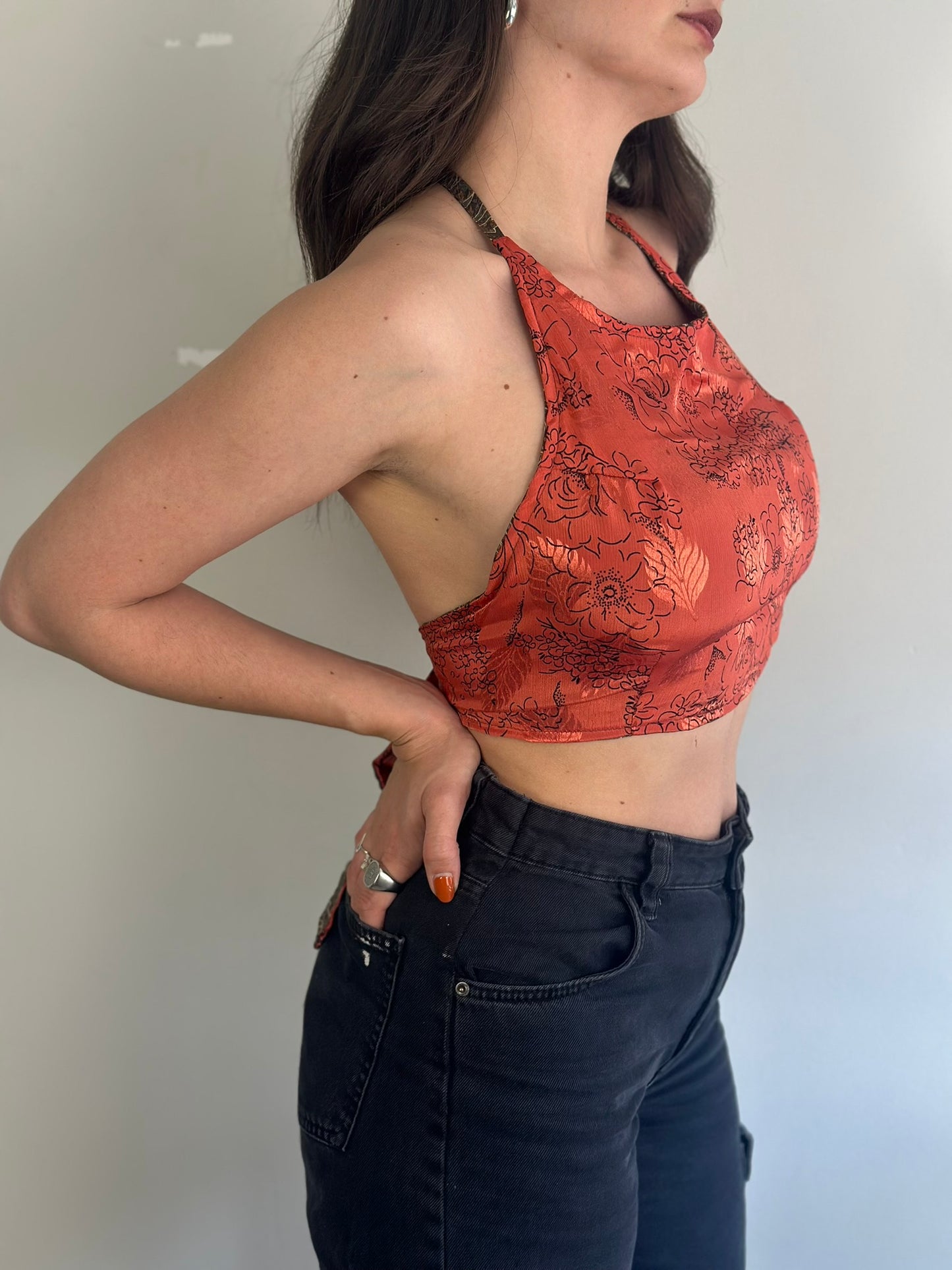 Silk Double Face Crop Top