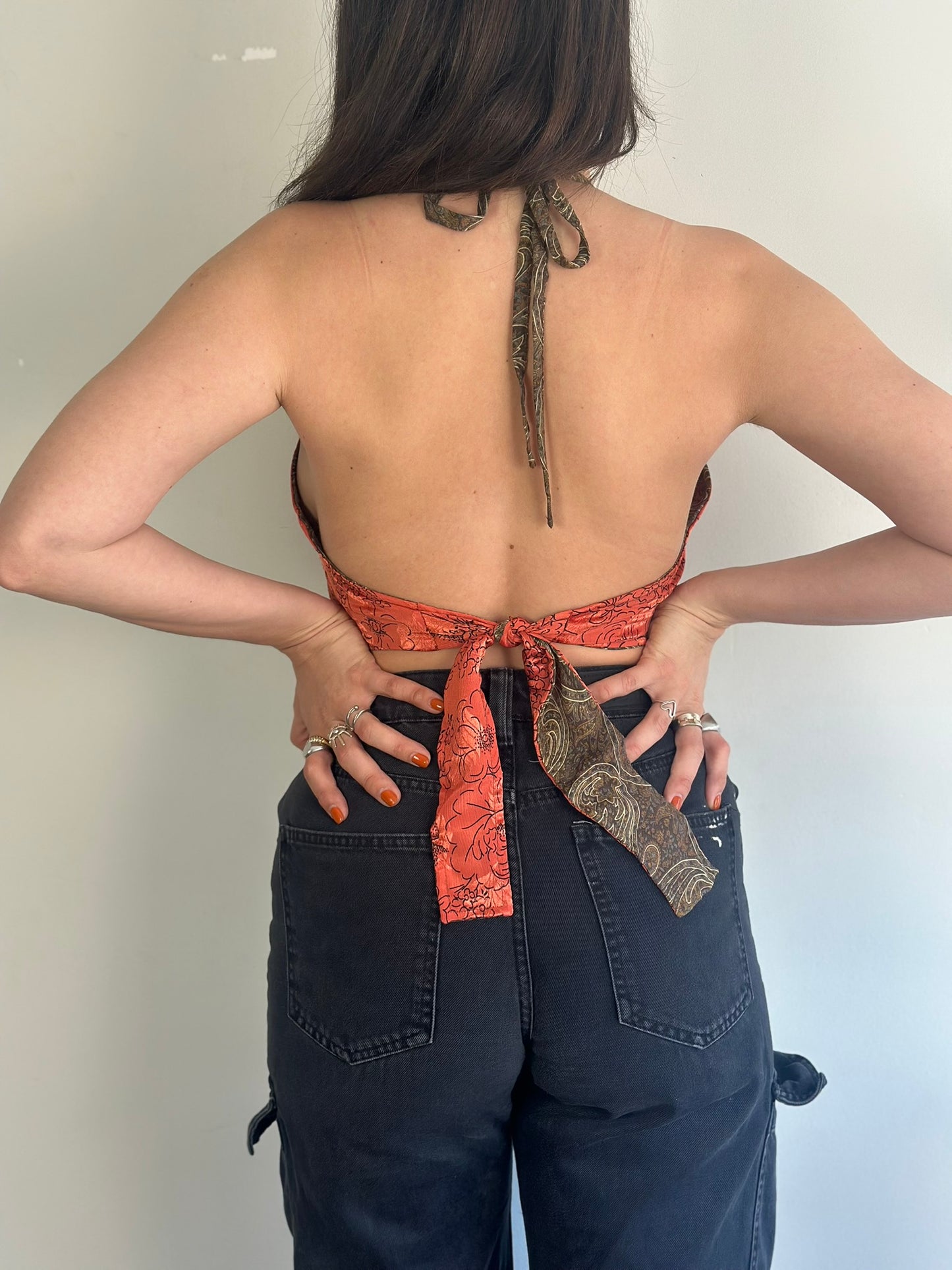 Silk Double Face Crop Top