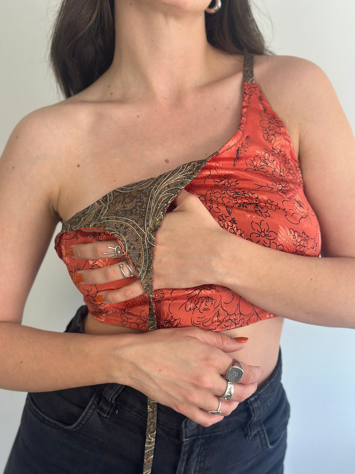 Silk Double Face Crop Top