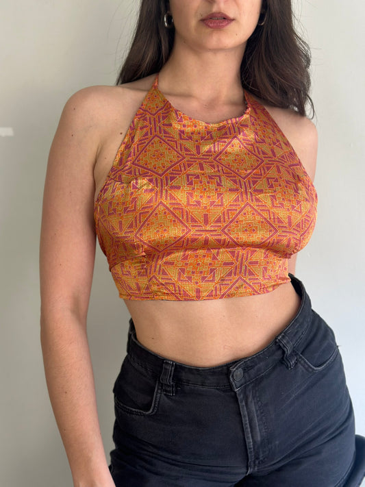 Silk Double Face Crop Top