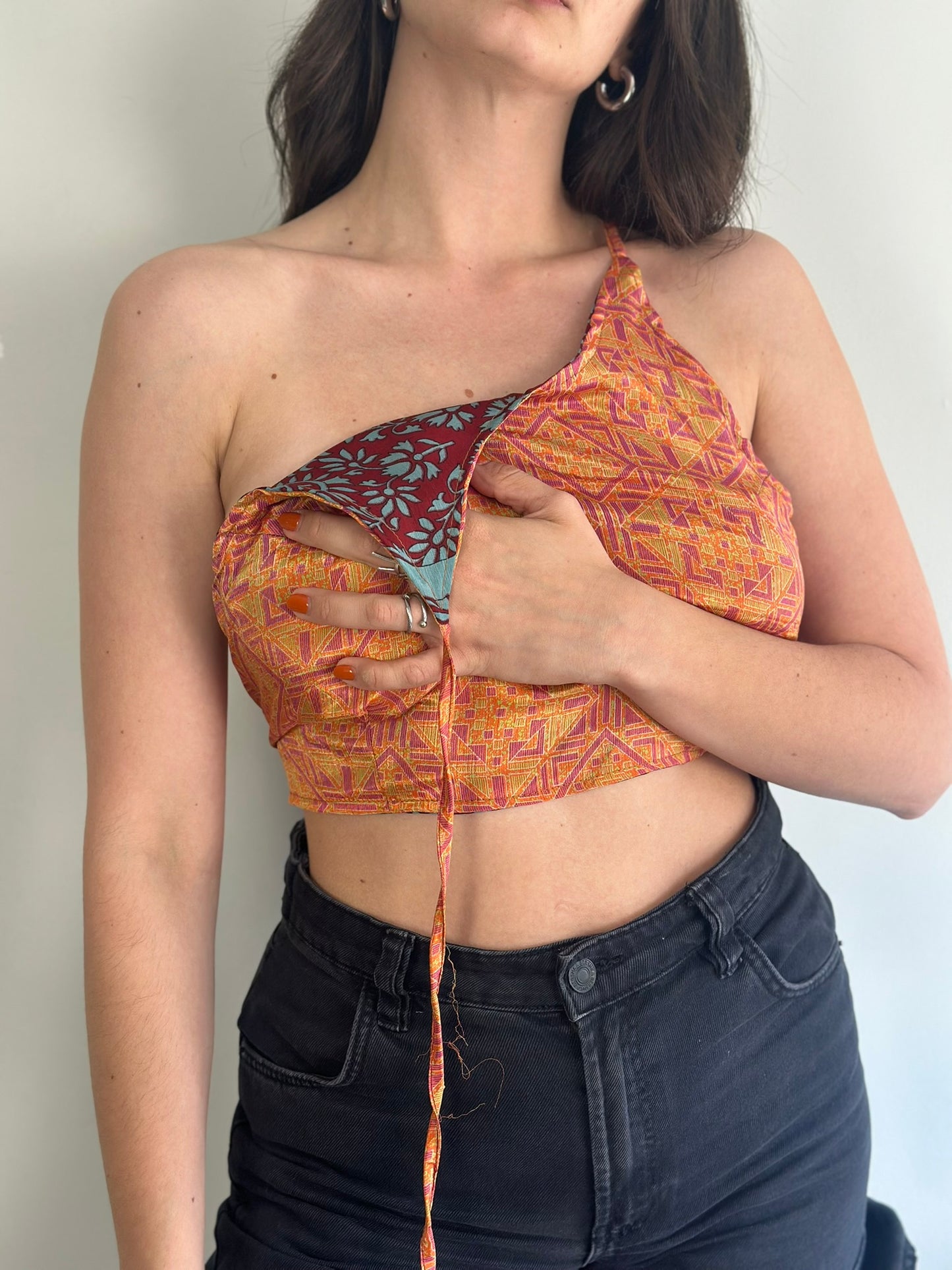 Silk Double Face Crop Top
