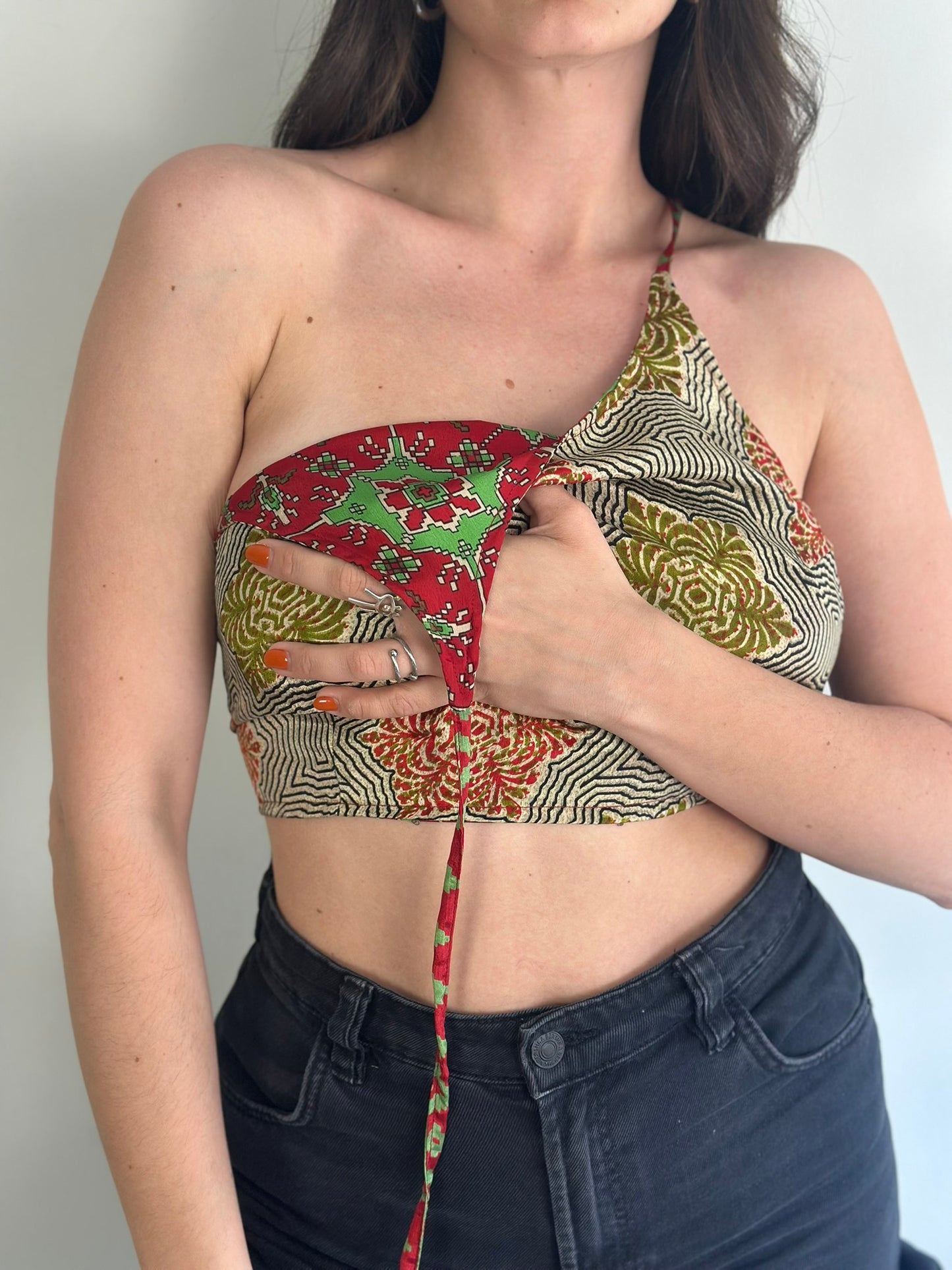 Silk Double Face Crop Top