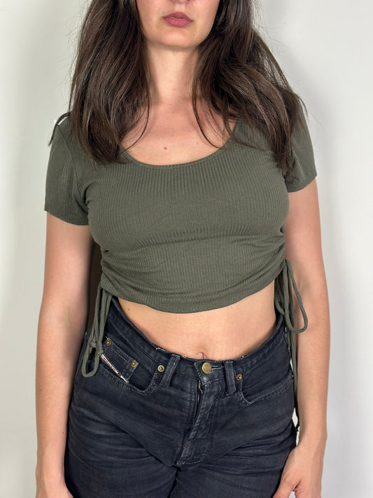 Khaki Crop Top