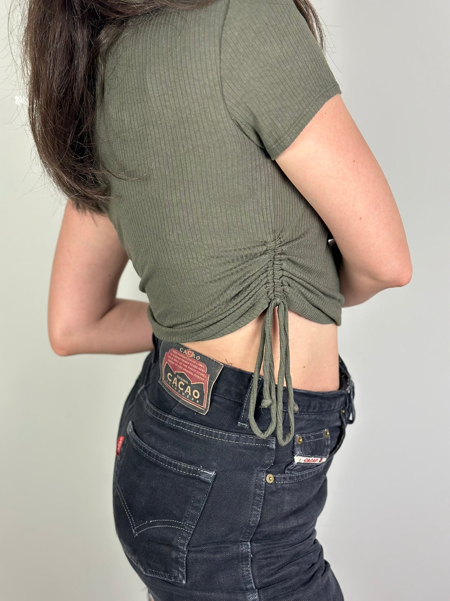 Khaki Crop Top