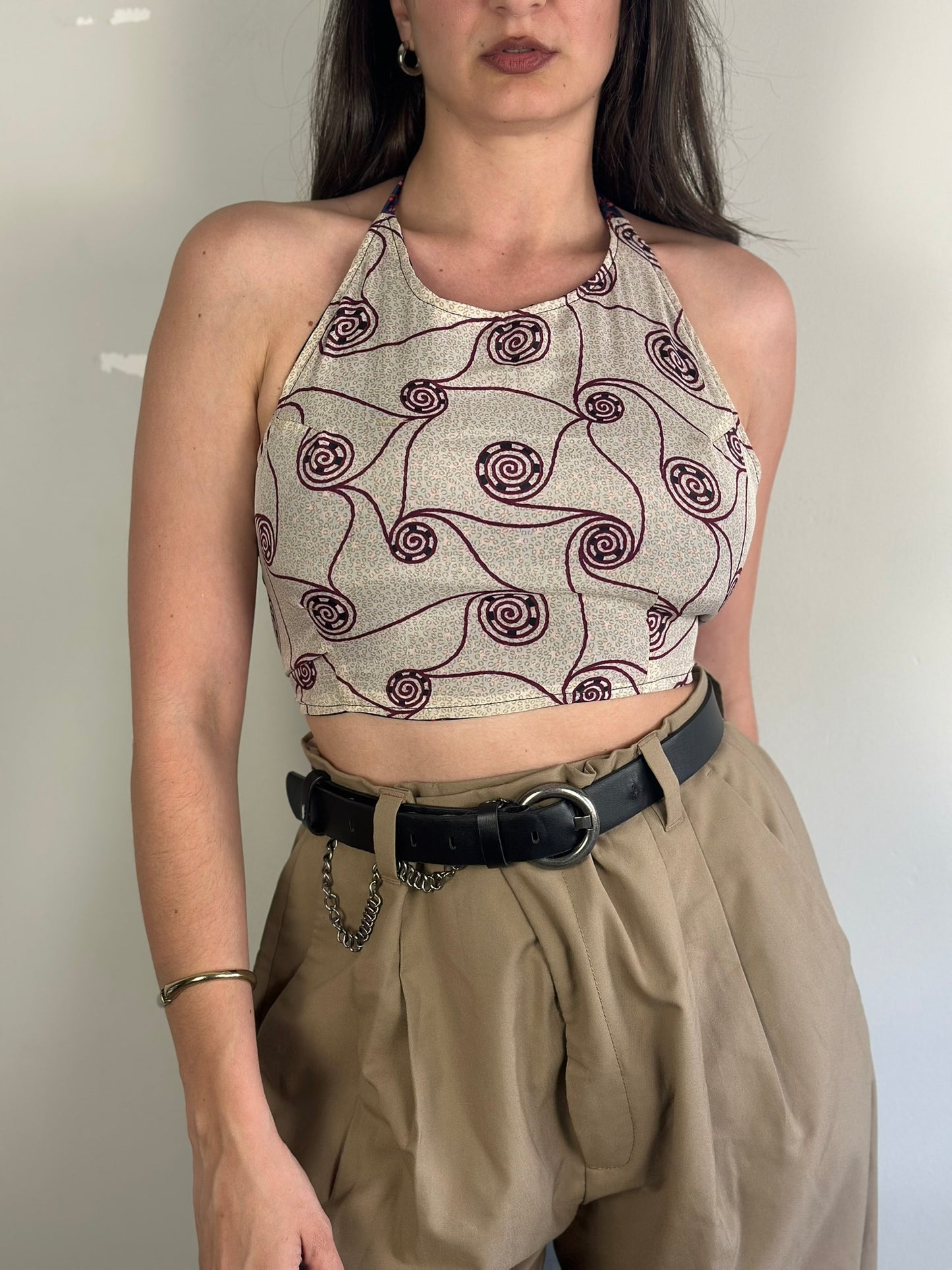Silk Double Face Crop Top