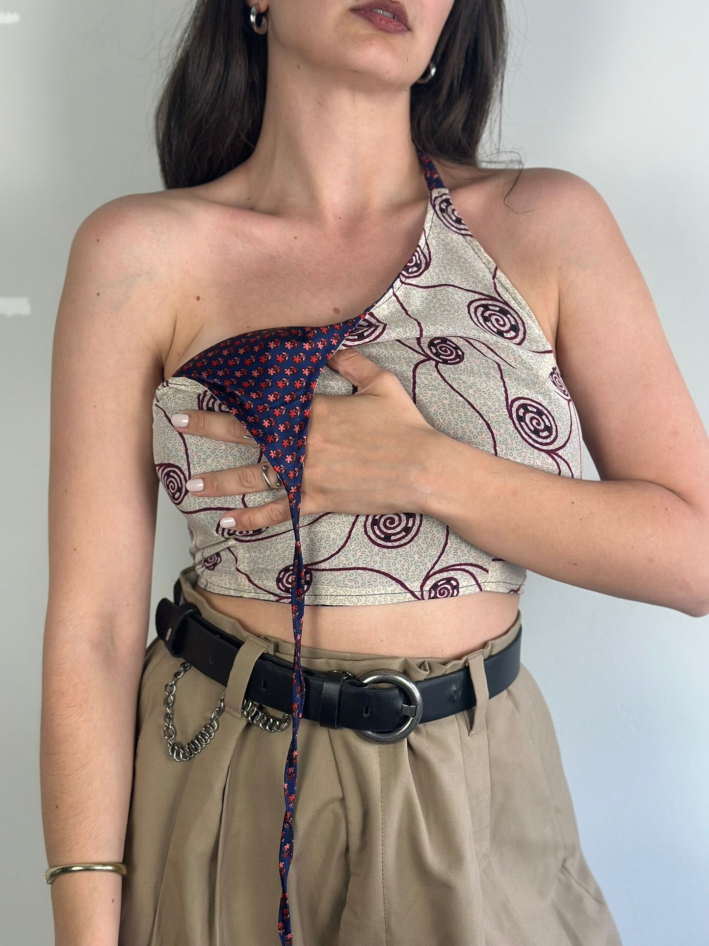 Silk Double Face Crop Top
