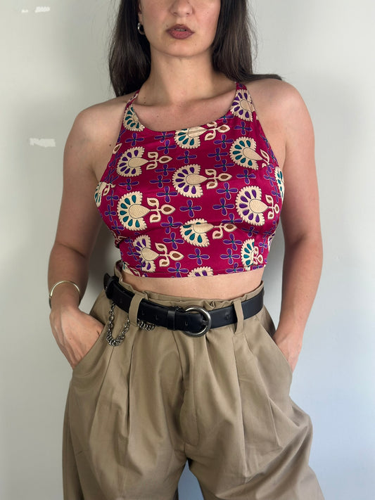 Silk Double Face Crop Top
