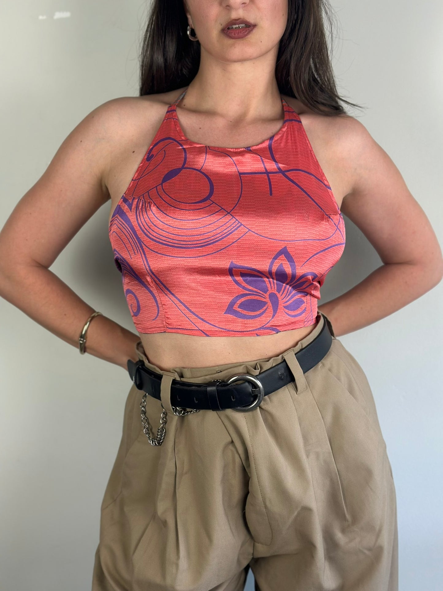 Silk Double Face Crop Top