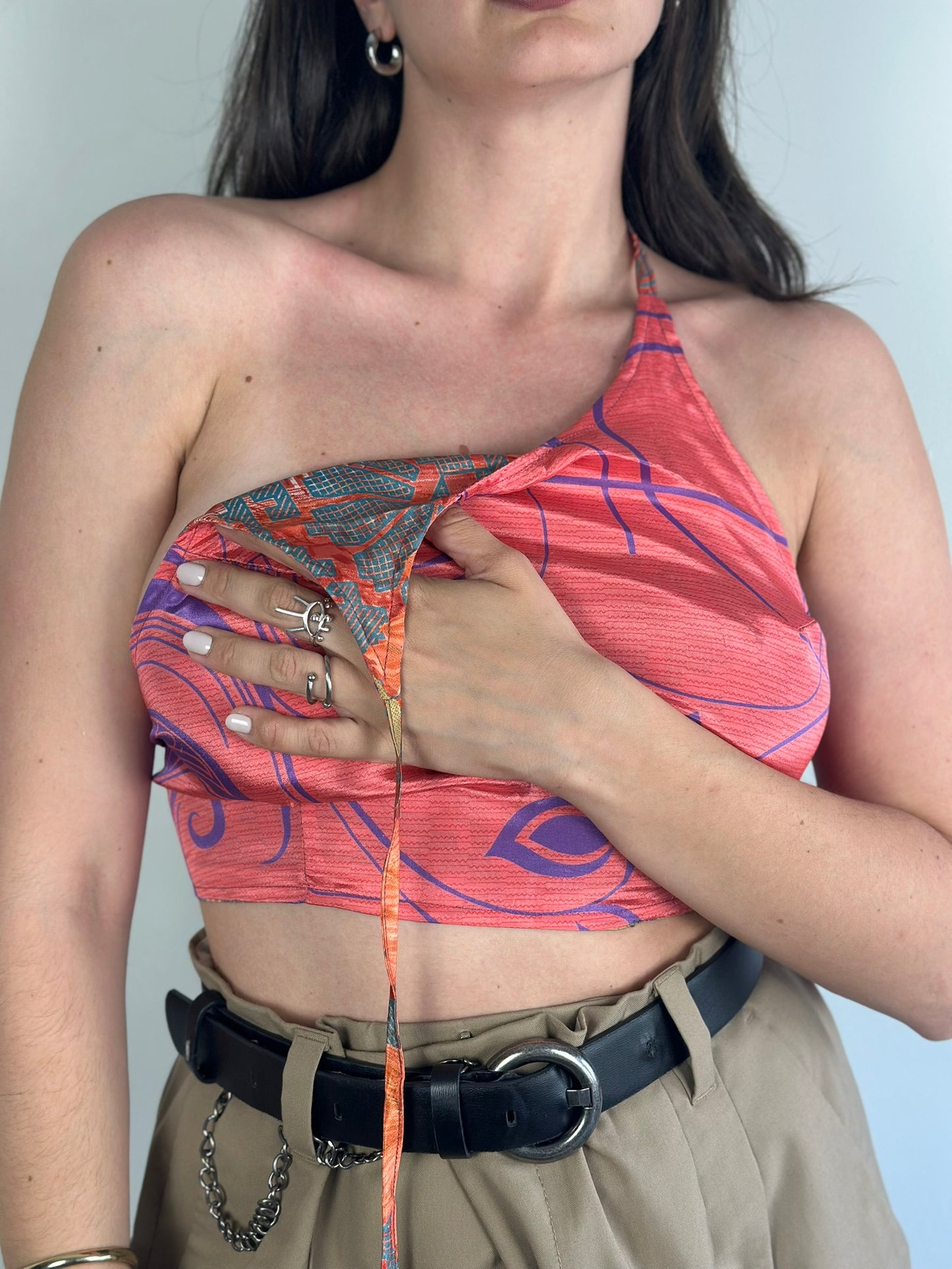 Silk Double Face Crop Top
