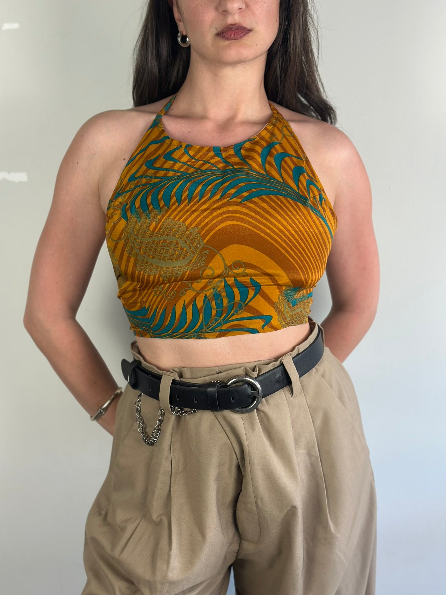 Silk Double Face Crop Top
