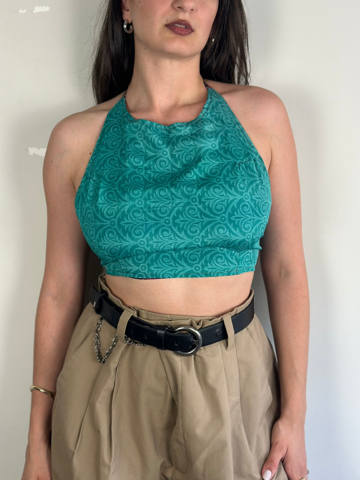 Silk Double Face Crop Top