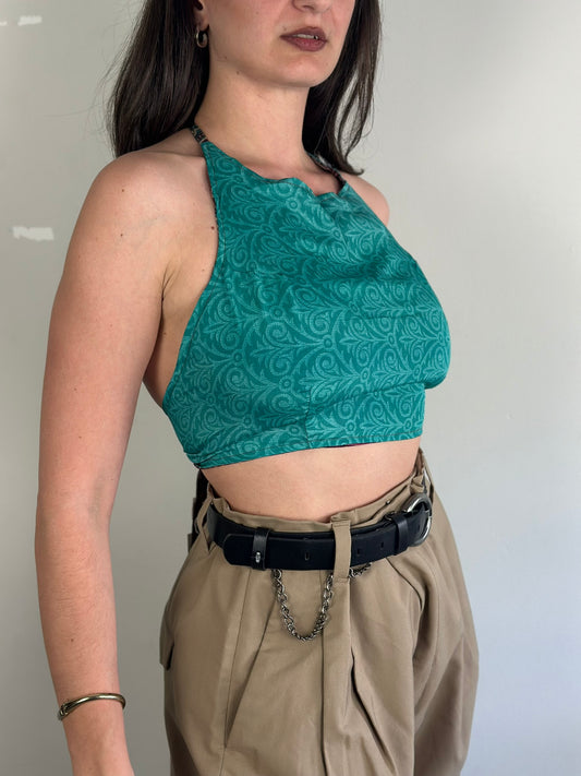 Silk Double Face Crop Top
