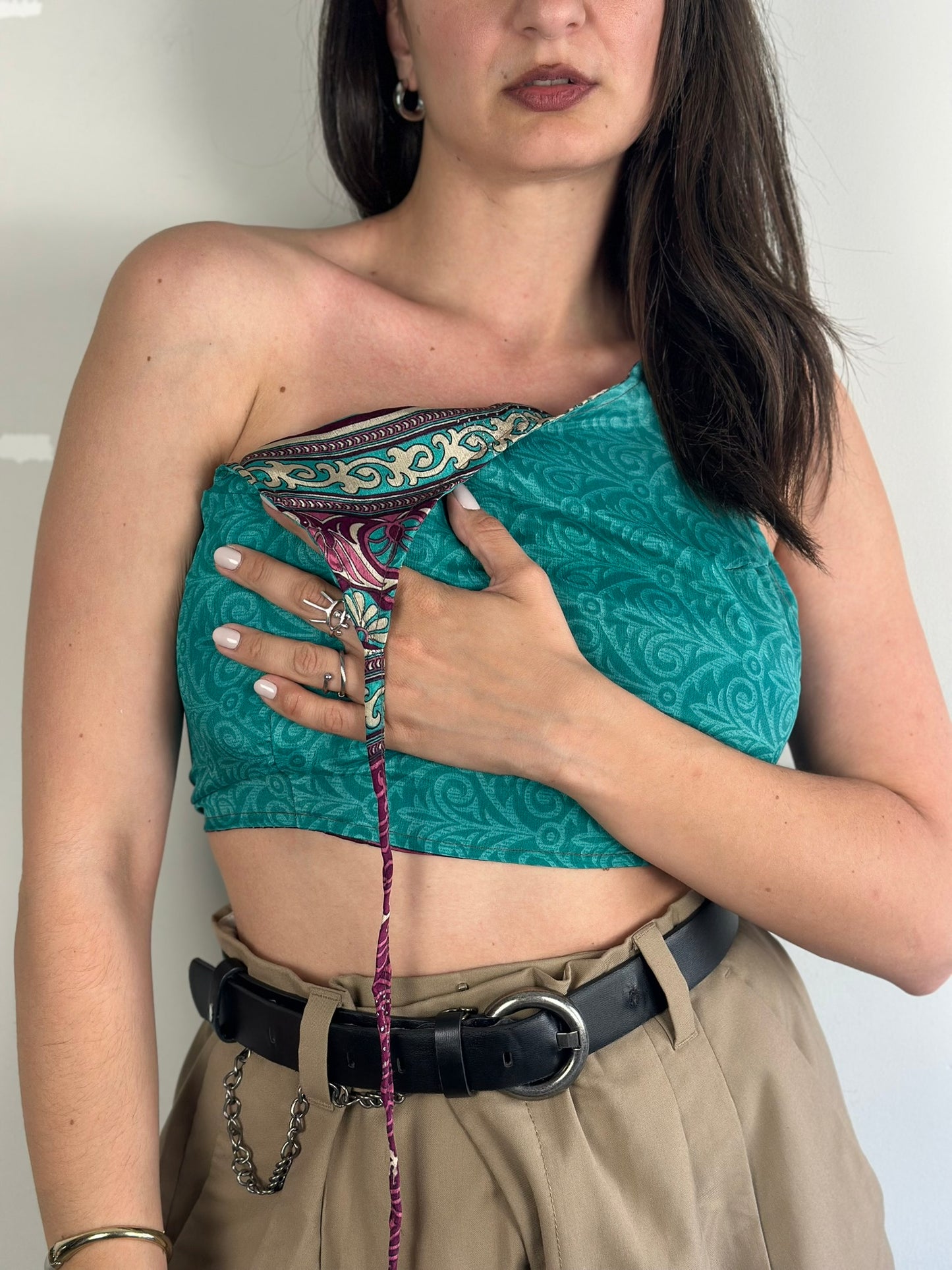 Silk Double Face Crop Top