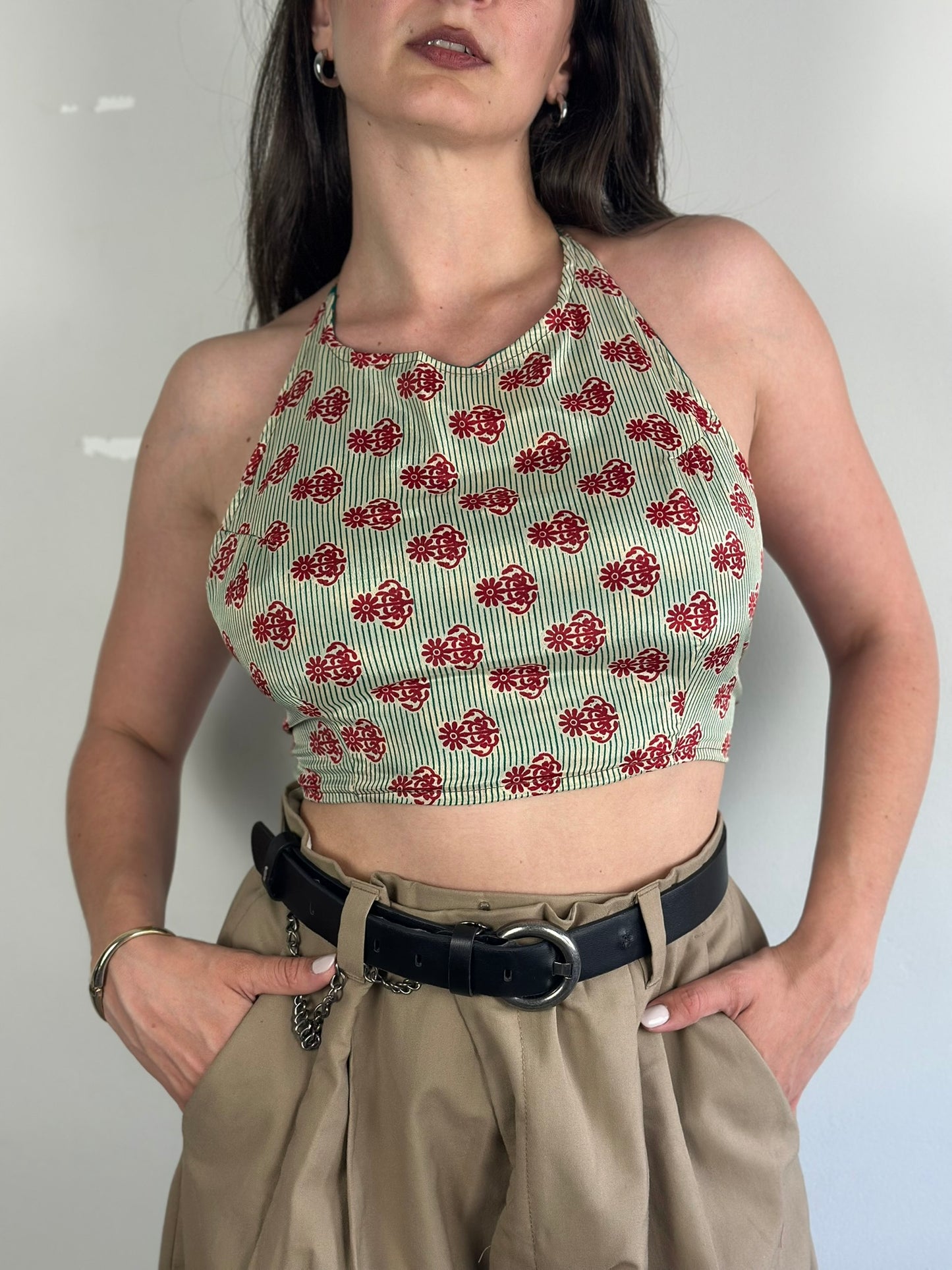 Silk Double Face Crop Top