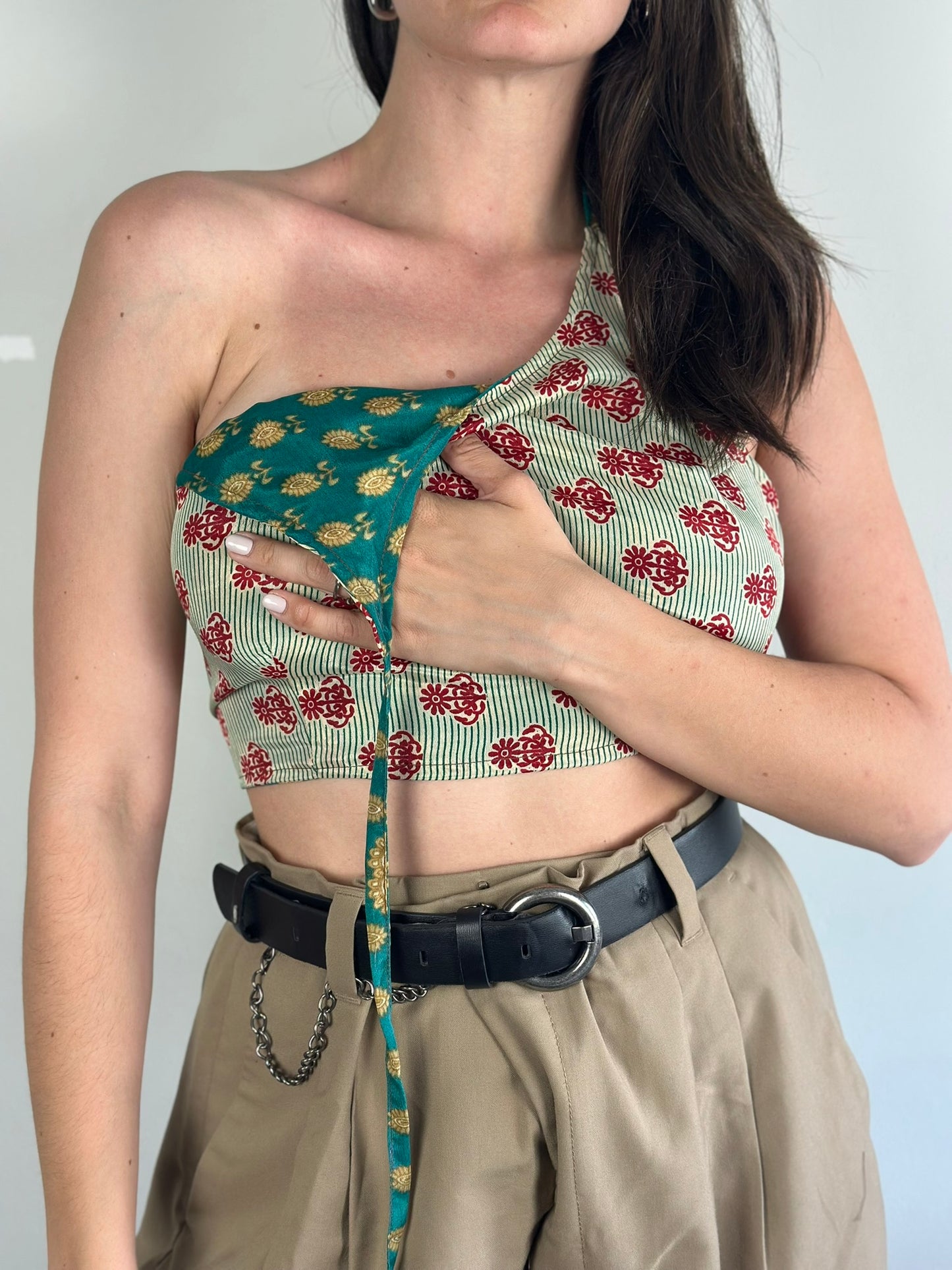 Silk Double Face Crop Top