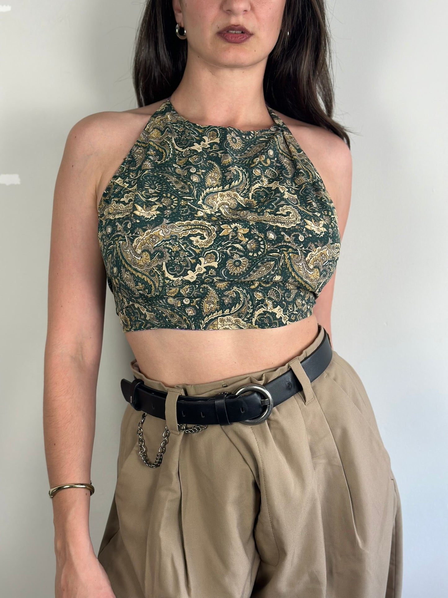 Silk Double Face Crop Top