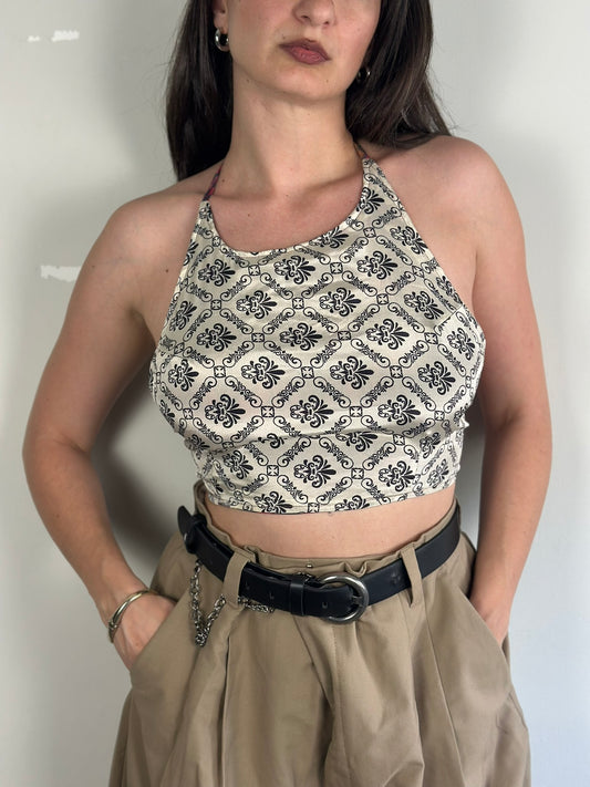 Silk Double Face Crop Top