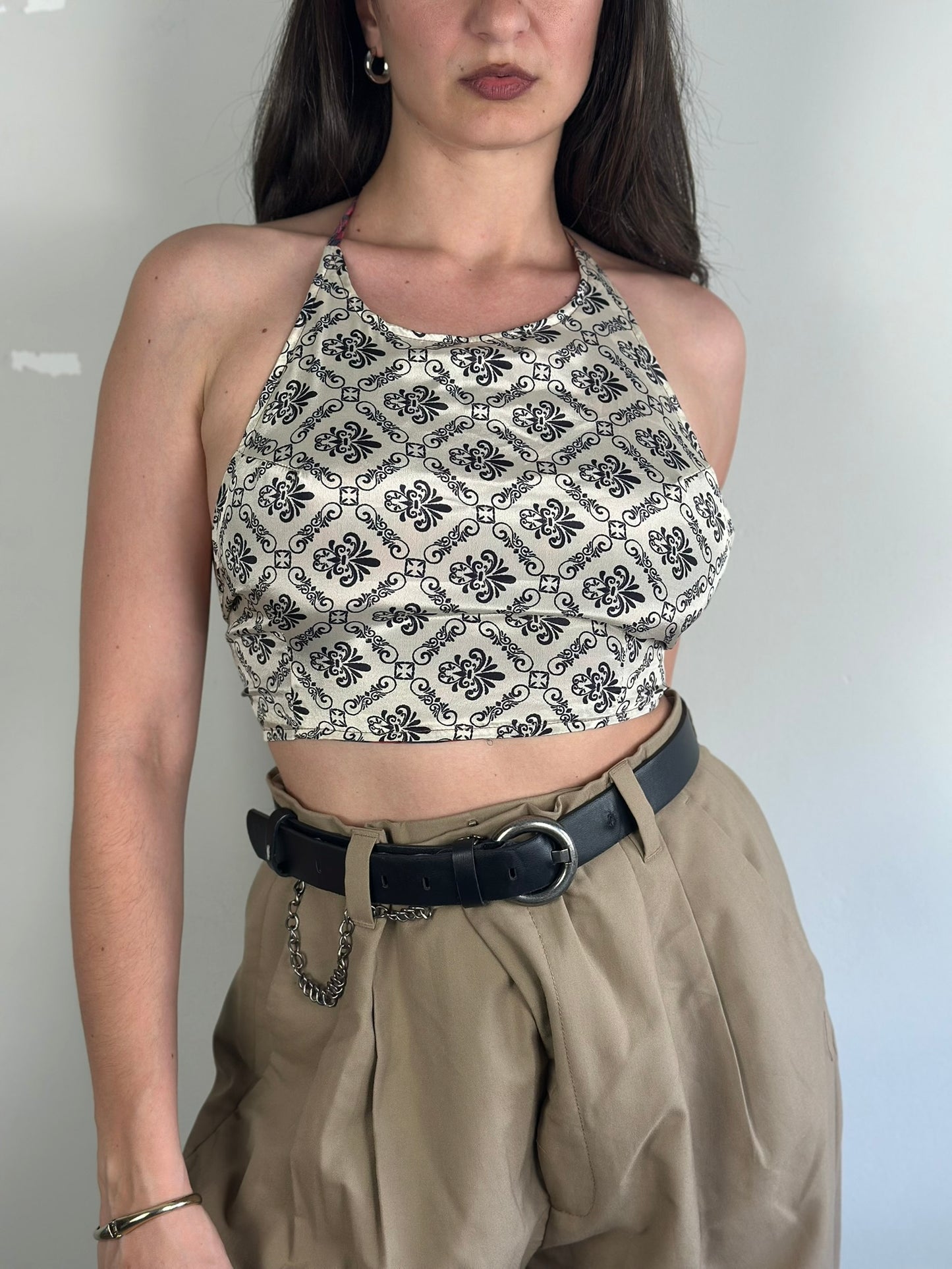 Silk Double Face Crop Top