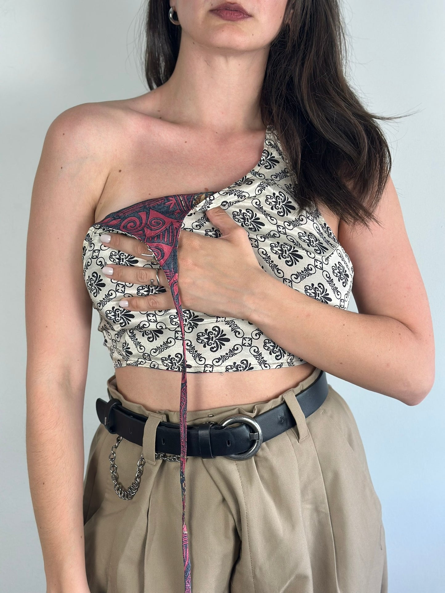 Silk Double Face Crop Top