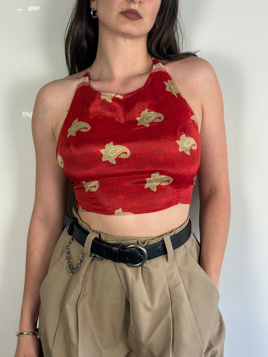 Silk Double Face Crop Top