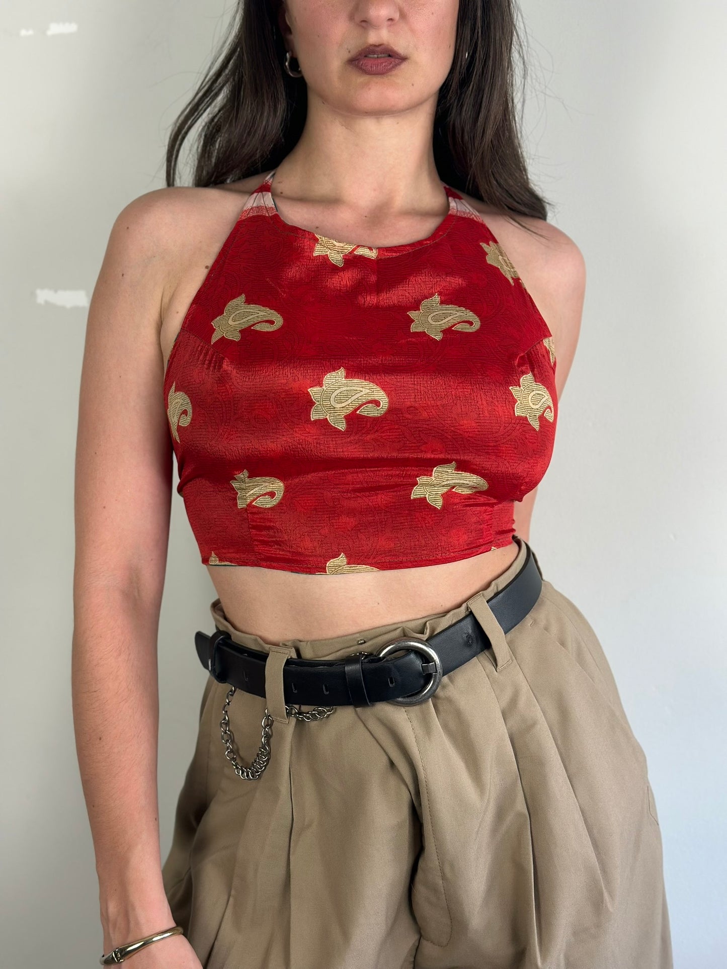 Silk Double Face Crop Top