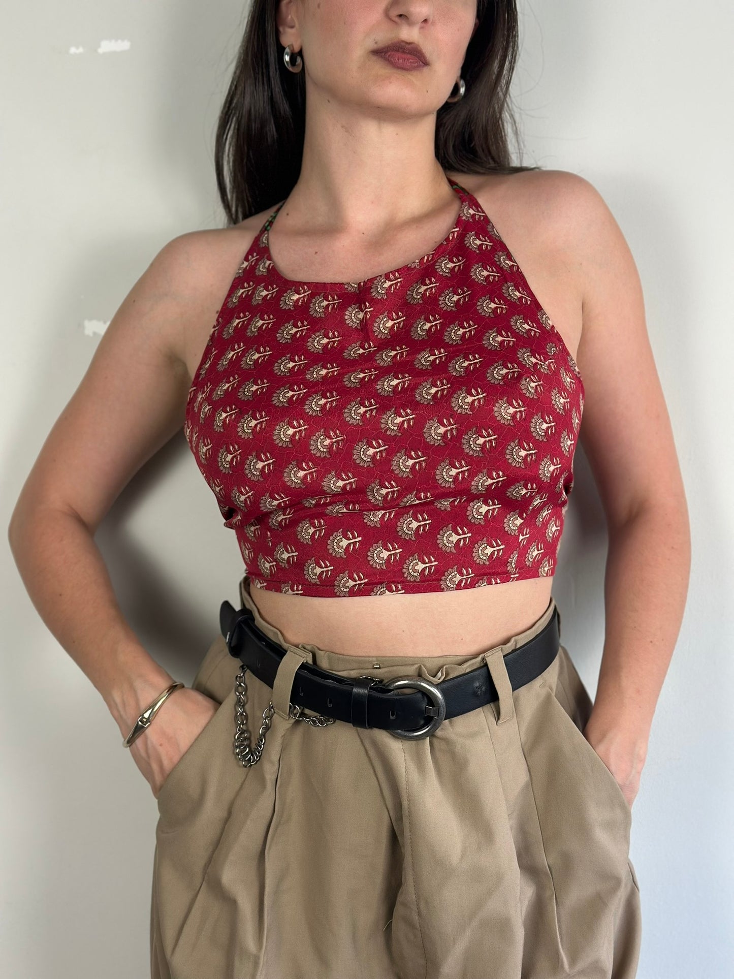 Silk Double Face Crop Top