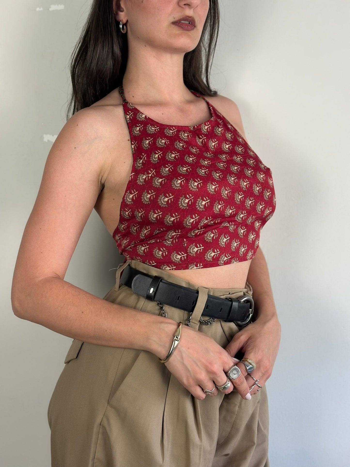 Silk Double Face Crop Top