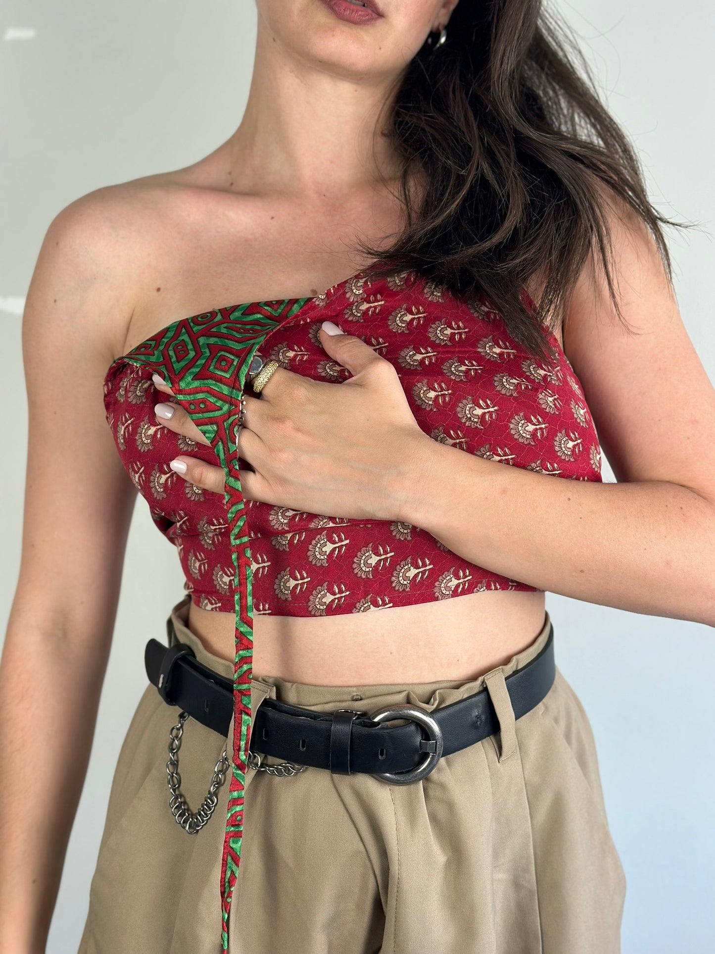 Silk Double Face Crop Top