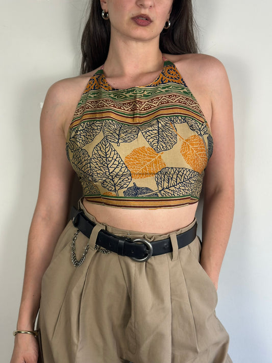 Silk Double Face Crop Top