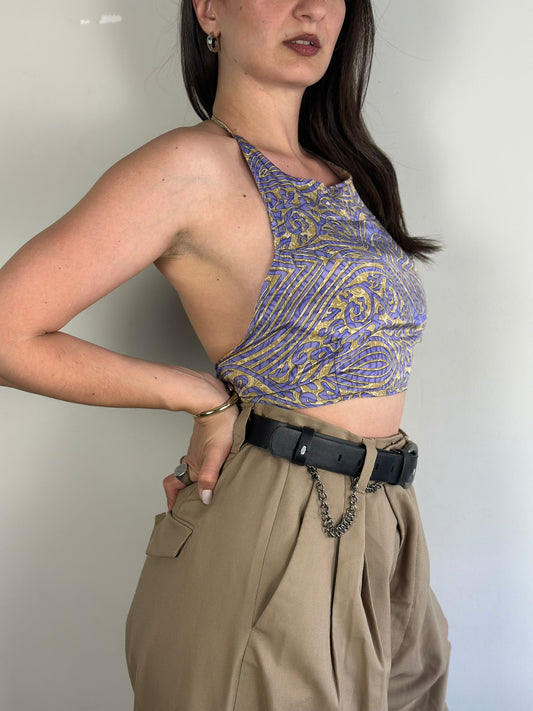 Silk Double Face Crop Top